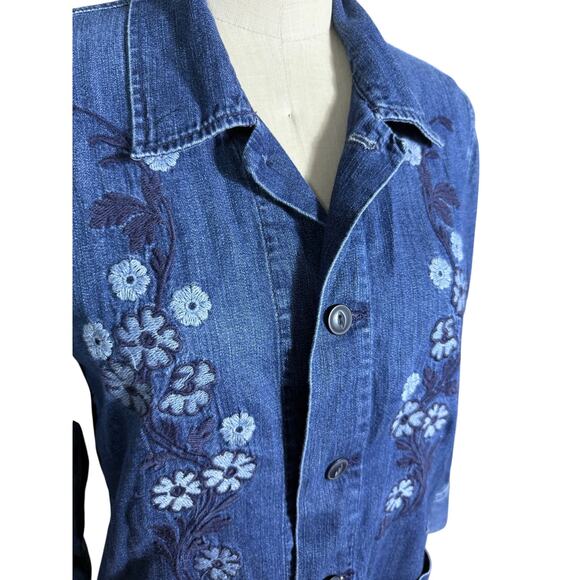 AG x Alexa Chung The Poppy Shirt Jacket in Blue Chambray Embroidery Size Small - Picture 2 of 8